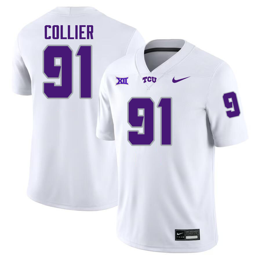 #91 L.J. Collier TCU Jersey,Texas Christian University Horned Frogs Football Jersey-White